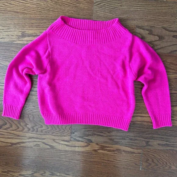 Judith March Hot Pink Sweater Off One Shoulder Cozy Sweater Size Small Relaxed - Picture 8 of 8